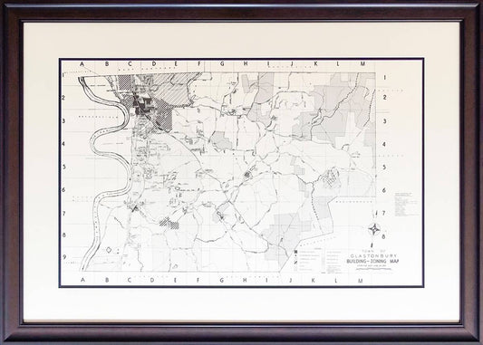 Framed zoning map of the Town of Glastonbury